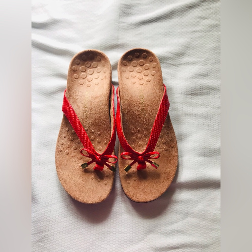 Vionic Red and Tan Sandals - Picture 1 of 7